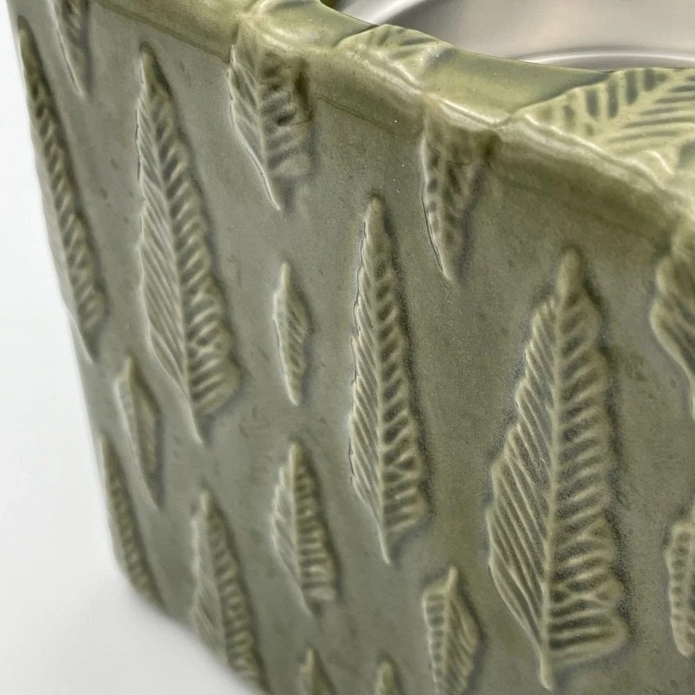 Yankee Candle Electric Wax Melt Warmer Green Embossed Leaf‎ 2000s Ceramic 5